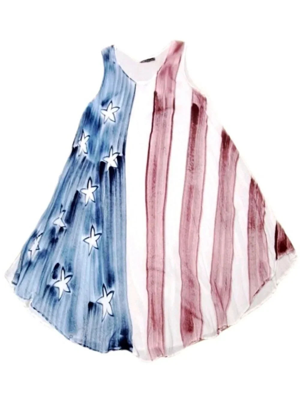 Just Be Gauze Free Size Tank Dress Patriotic Holiday Beach